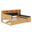 Structure de lit de jour multifonctionnelle en bois avec couchette, tablettes de rangement, banc et station de charge, tête de lit tapissier-1855411934