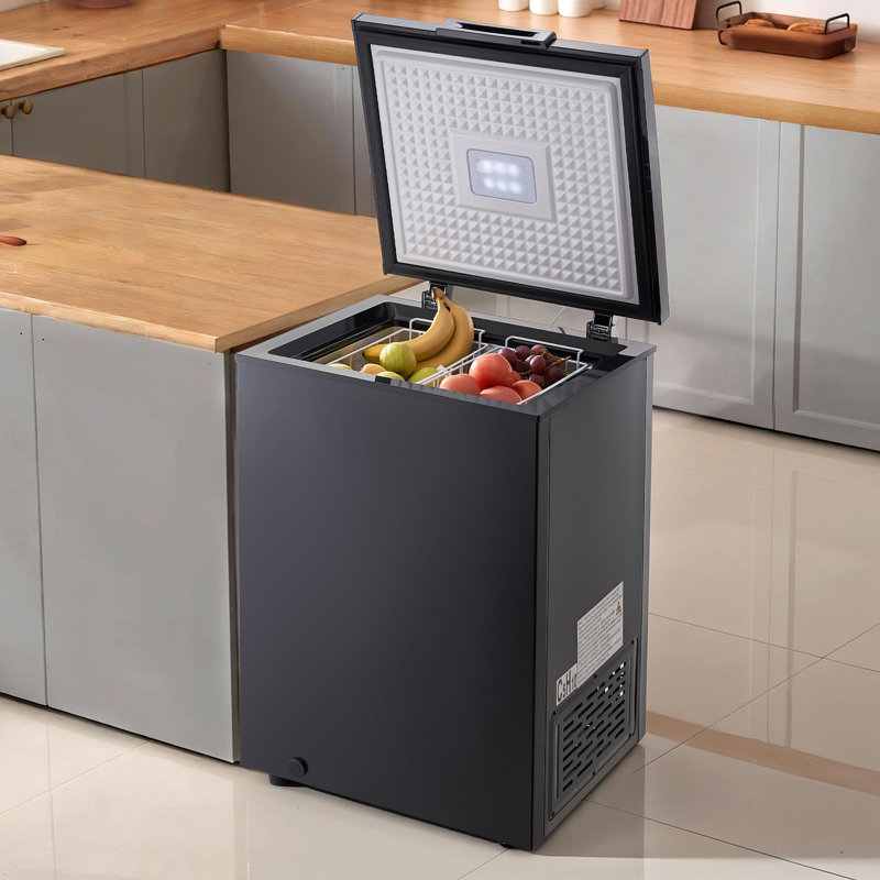 Chest Freezer, 3.3 Cu.ft Compact Deep Freezer, Free Standing Top Open Door Chest Freezers with 2 Removable Baskets & Adjustable Thermostat - Energy Saving, Low Noise & Garage Ready, Black