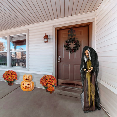 Vieille sorcière 63 "animée d'Halloween, activée par le son