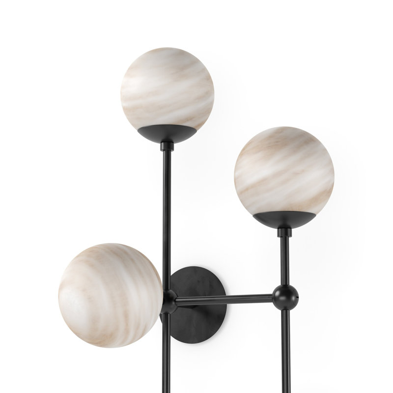 Armstrong 4 - Light Armed Sconce, Black Gunmetal, Marbled Matte