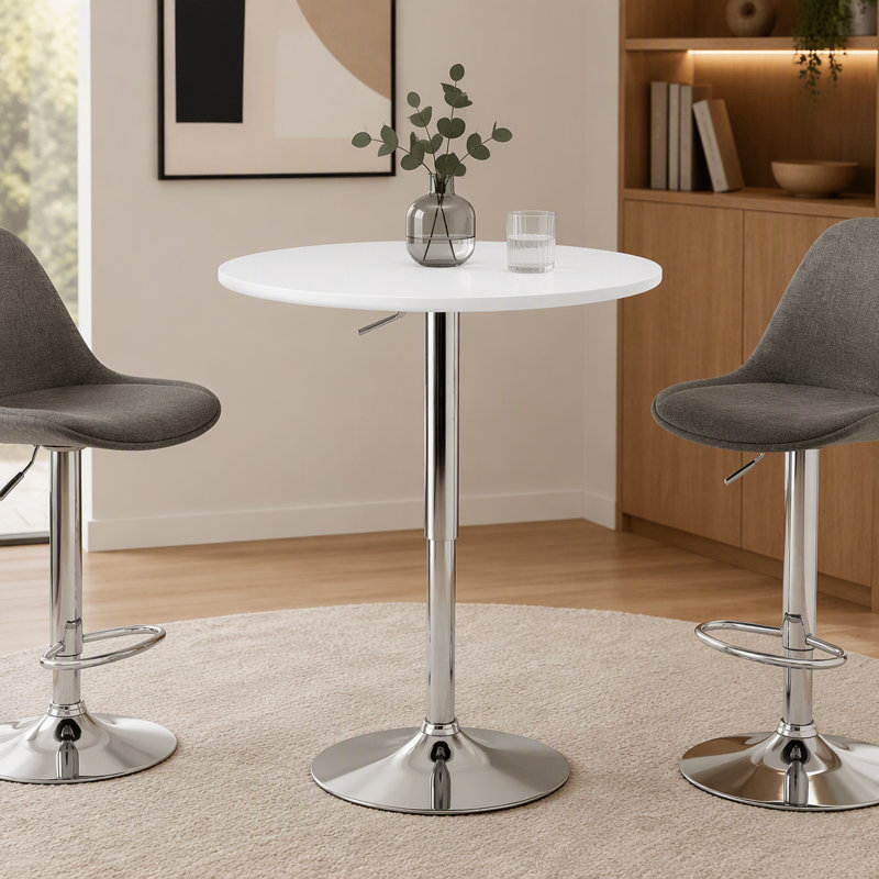 Table de bar contemporaine réglable en blanc