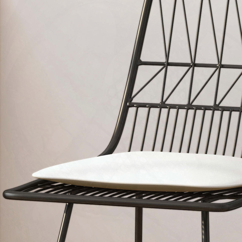 Wire Counter Stools with Cushions – Set of 2, Modern Geometric Iron Design, Black