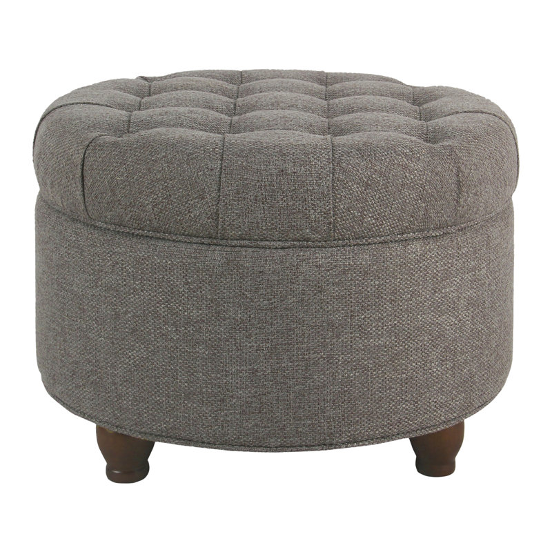 Repose-pieds rembourré en tissu avec rangement capitonné en tissu, gris foncé