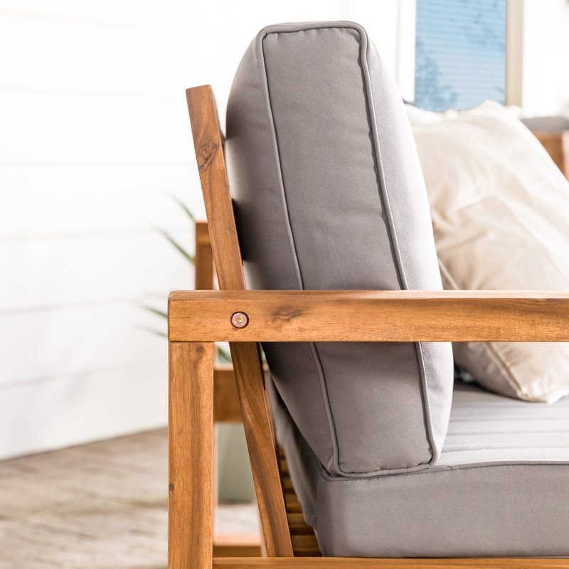 Causeuse d'extérieur en bois d'acacia avec coussins