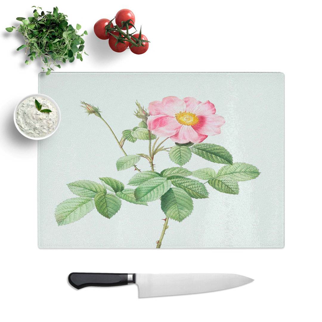 Tempered Glass Cabbage Roses by Pierre-Joseph Redoute Chopping Board