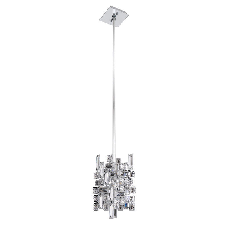 Luminaire suspendu clair 1 LT Vermeer Allegri, Chrome
