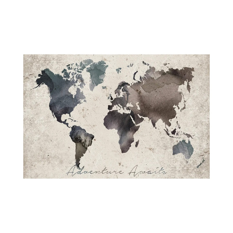 Adventure Awaits Map by WallDecorAddict - Wrapped Canvas Print, Wrapped Canvas, 20.32 cm H x 30.48 cm W