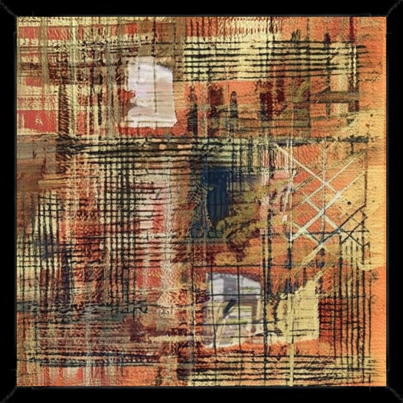 Motifs abstraits texturés dans des tons de terre - Art mural sur toile encadrée, Black, 12" H x 12" W