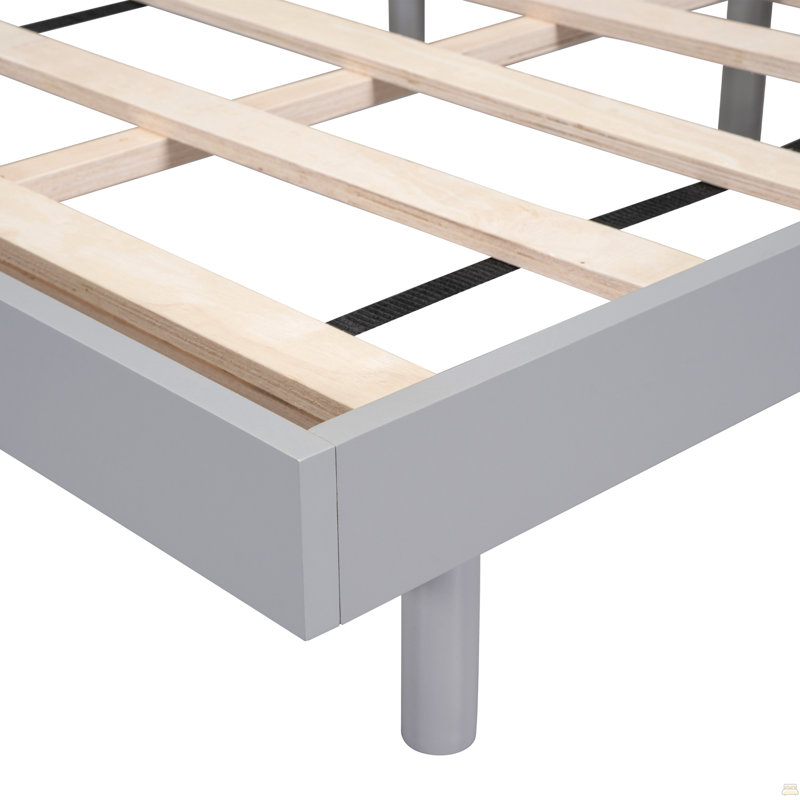 Cadre de lit plateforme grand flottant, Gris, Grand lit