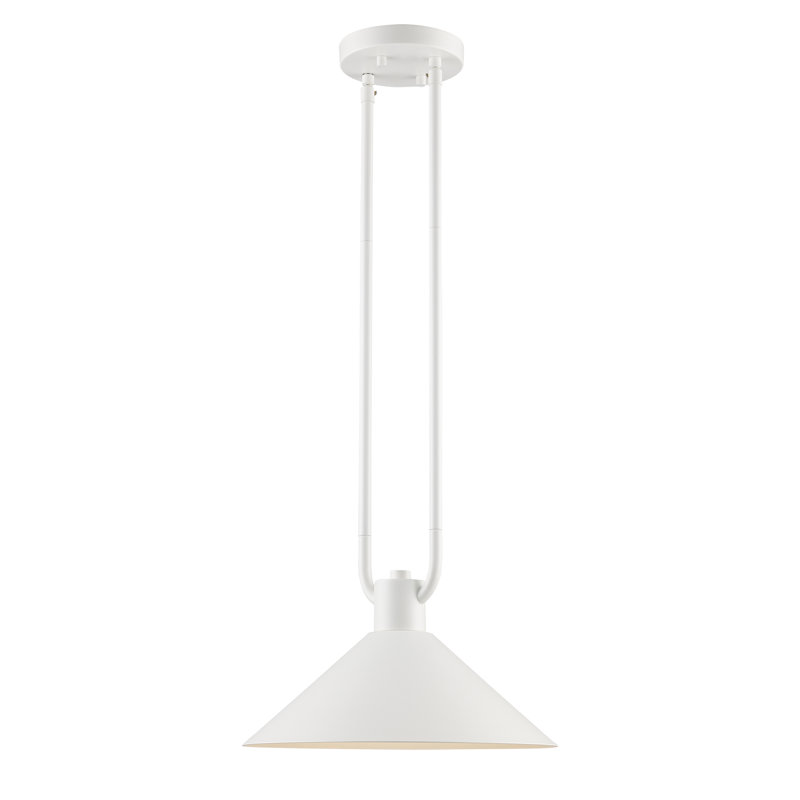 Luminaire suspendu industriel Fayra, H 11,75 po x l 17 po x P 17 po, Blanc