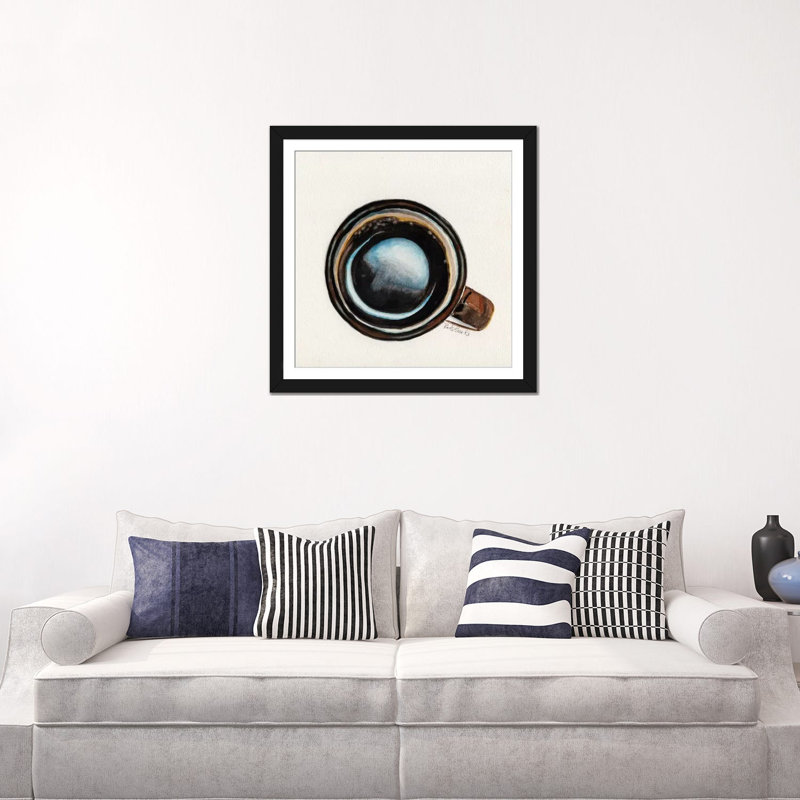 « brown coffee cup » par jennifer redstreake, impression sur toile tendue, H 16 po x l 16 po x P 1 po, Papier avec cadre noir