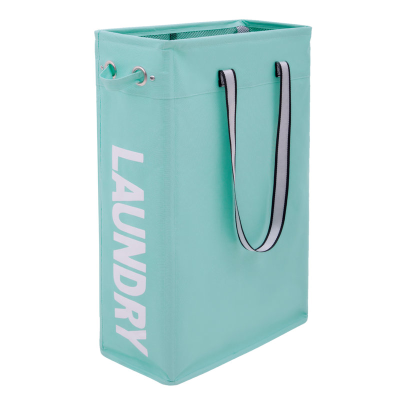 Fabric Laundry Hamper with Handles, Light Blue