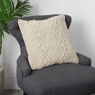 16In. Boho Woven Macrame Decorative Pillow Cover