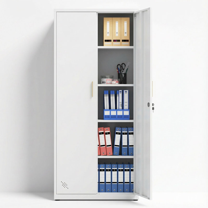Magdiel Steel Single Storage Cabinet ( 68.9 " H x 31.5 " W x 15.75 " D), White