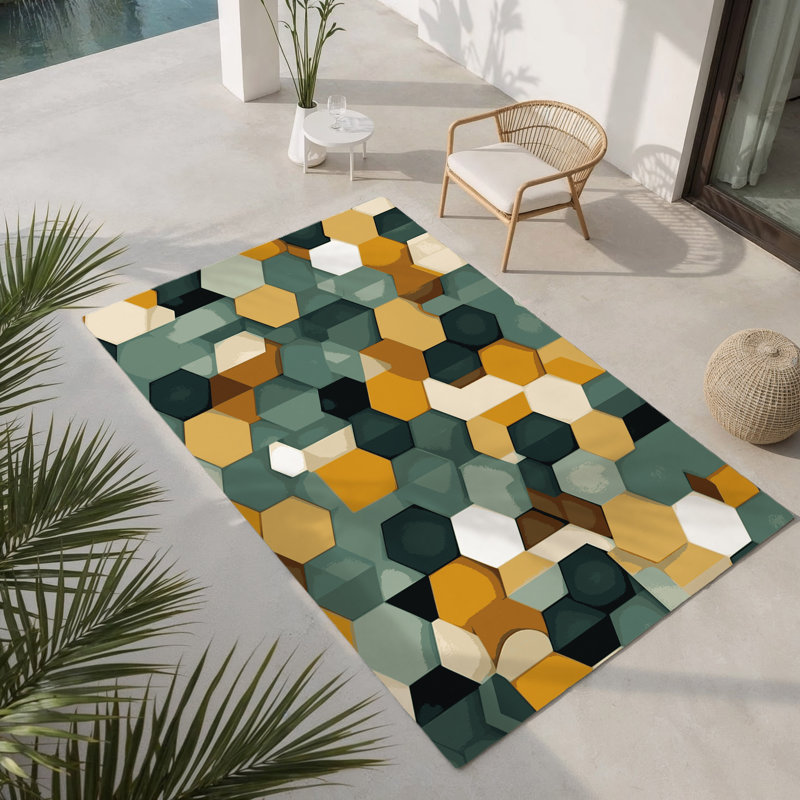 Earthy Patterns Indoor And Outdoor Area Rug, Rectangle 4' x 6'