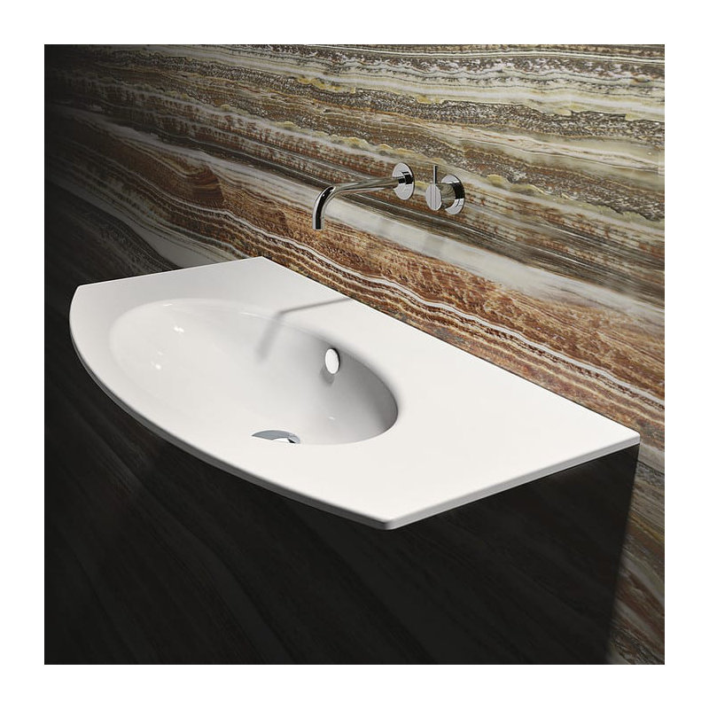 Velis 39.37'' L Bathroom Sink, White, 0-Hole