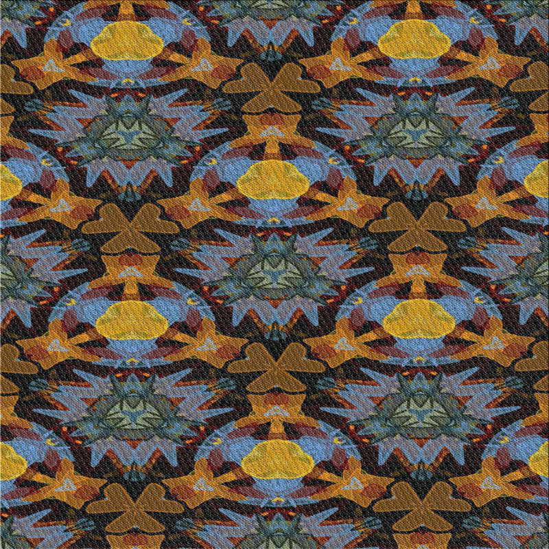 Tapis géométrique bleu / jaune / noir, Carré 7 pi