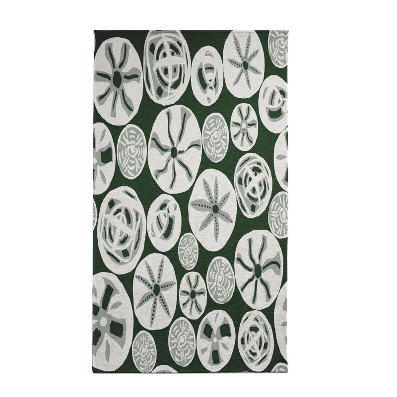 Vert foncé/Ivoire Tapis décoratif abstraits alcesta, Rectangle 3 pi x 5 pi