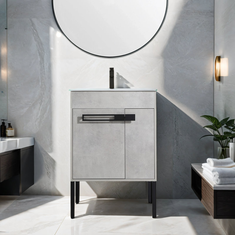Meuble-lavabo de salle de bain 24 po avec lavabo Monterio, Gris