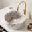 14'' Bathroom Round Ceramic Sink With Stone Pattern, No Faucet-122069968
