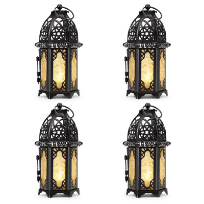 4pcs Metal Candle Lanterns Holder Set