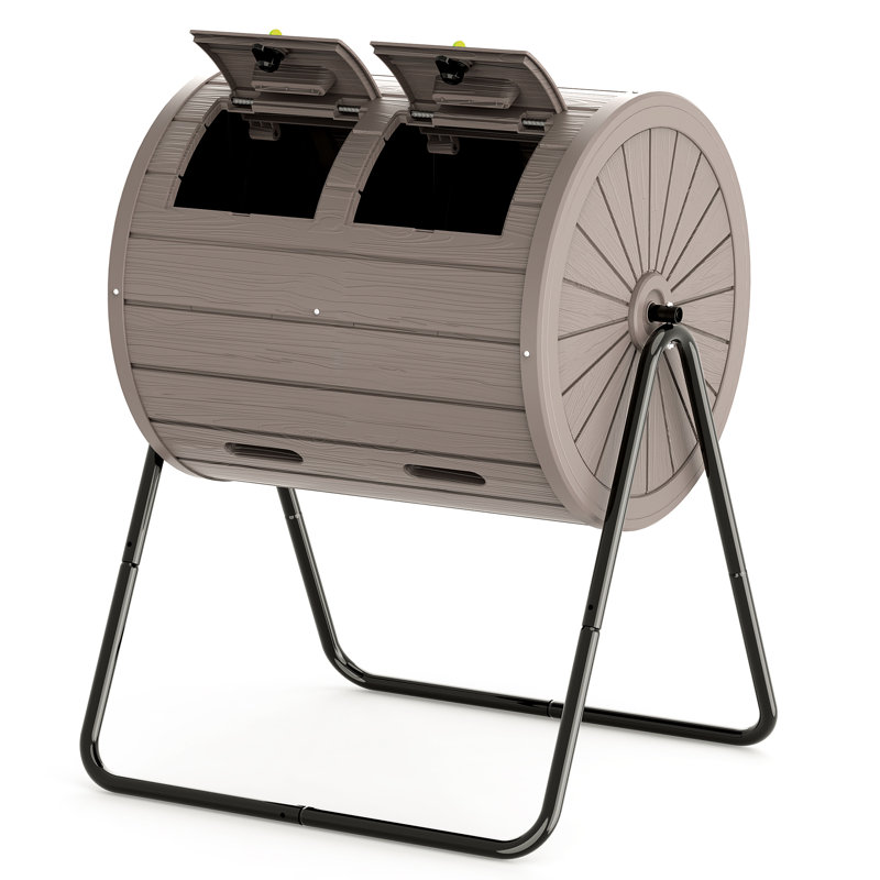 Bac à compost surélevé à double chambre de 36,05 po H 40 gallons (brun clair)