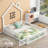 Wood Full Size House Platform Bed with Guardrail-2137551495
