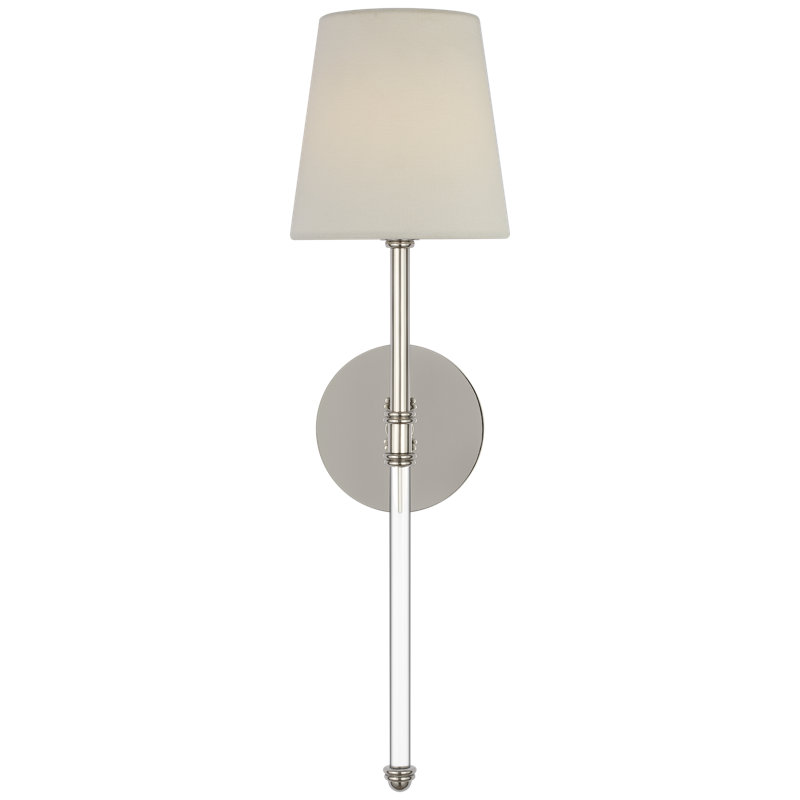 Suzanne Kasler Camille 20" Cordless Sconce with Linen Shade, Polished Nickel