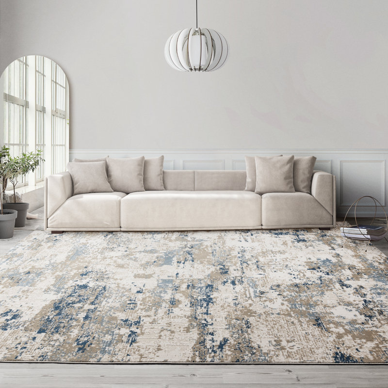 Gertmenian Ethan Tiges Polyester/Polypropylene Beige Modern Abstract Area Rug, Rectangle 8'9" x 13'1"