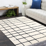 Paris Geometric Area Rug in Ivory/Black