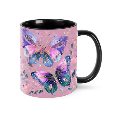 Butterfly Coffee Mug for Women Ceramic Tea Cup with Handle 11oz