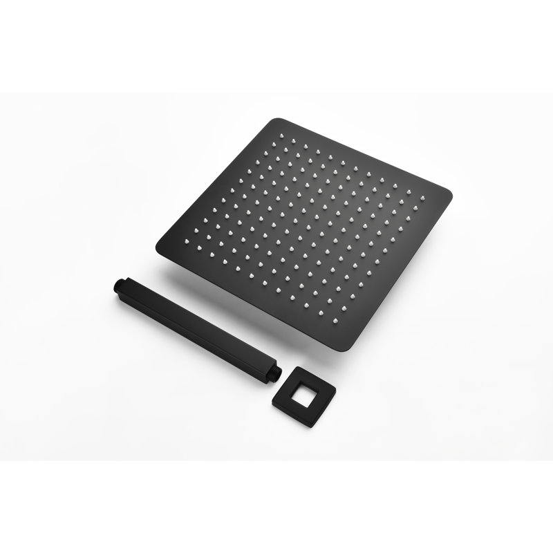 Pomme de douche pour salle de bain noir mat - Acier inoxydable, haut, économiseur d'eau, buse autonettoyante, accoudoirs parfaitement autonettoyant, compatible avec tous les accoudoirs
