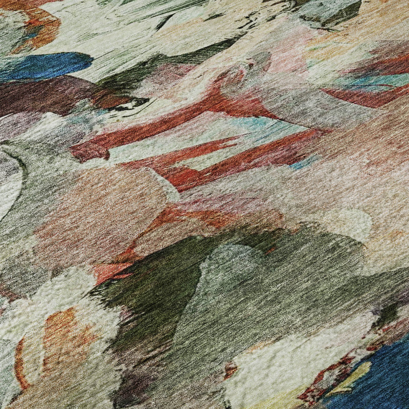 Tapis abstrait lavable à la machine de qualité supérieure Dahl AMF1075, Rectangle 10 pi x 14 pi