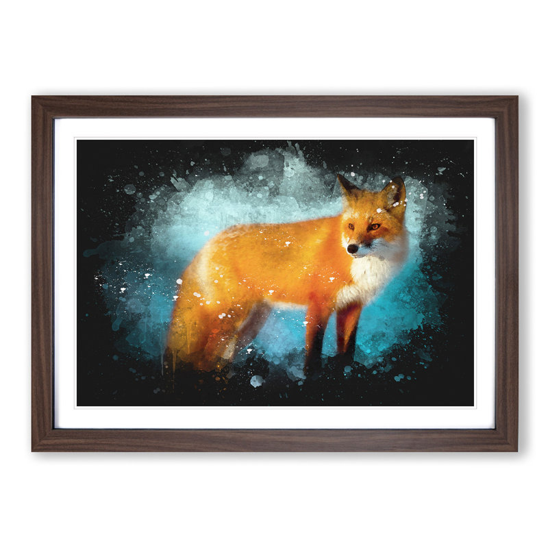 The Red Fox - Picture Frame Graphic Art Print, Walnut Framed, 62cm H x 87cm W x 2cm D