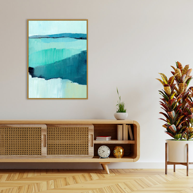 «Cyan Reflections II» par Annie Warren, reproduction d'art sur toile encadrée, H 42 po x l 32 po