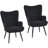 Modern Upholstered Wingback Chair Faux Fur Tufted Armchair with Metal Legs-617123949