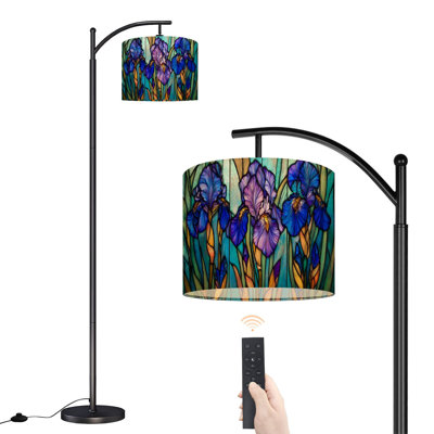Lampe sur pied à arc avec abat-jour réglable Iris Flowers