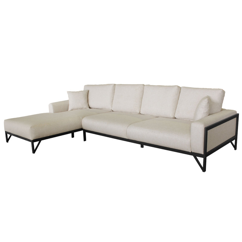 Canapé modulaire 2 pièces rembourré, Mélange de polyester crème