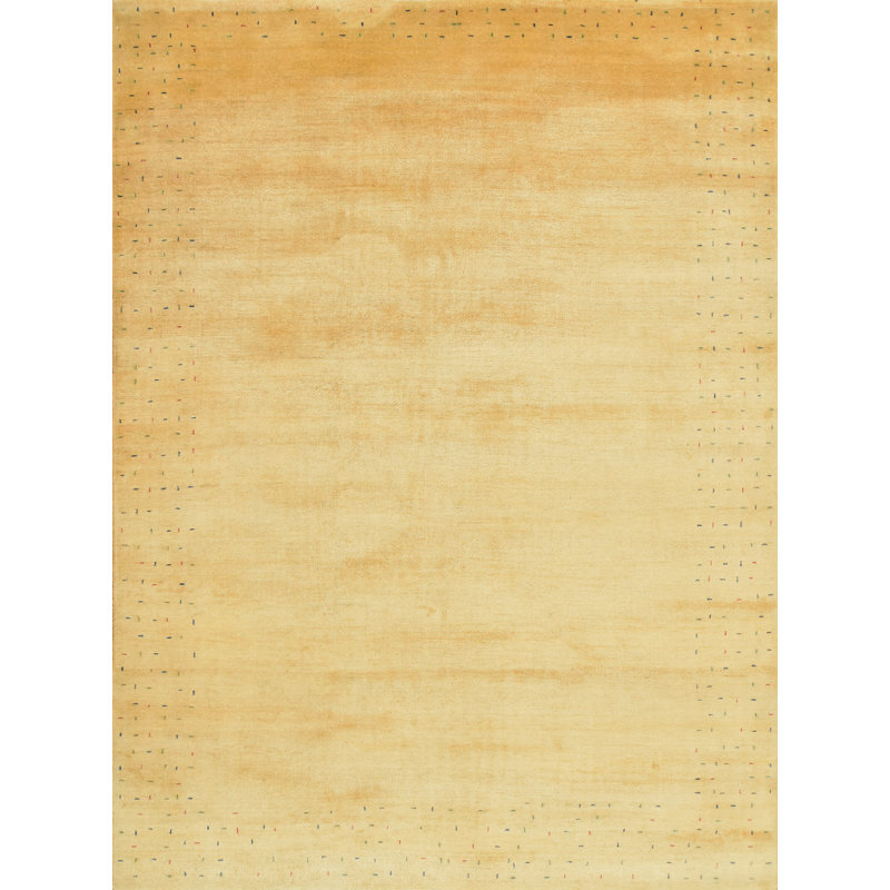 Tapis oriental doré en laine noué à la main