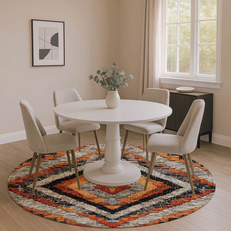 Premium Machine Washable Jakiyra AMF1890 Aztec Rug, Round 8'