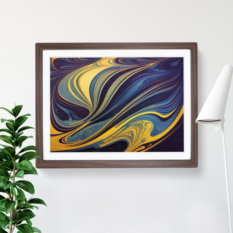 Marble Abstract Vol.3 - Single Picture Frame Print, 46cm H x 64cm W x 2cm D, Walnut