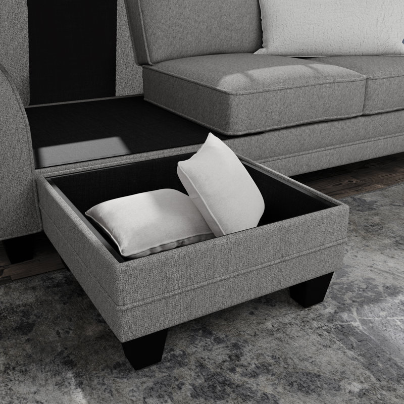 Canapé modulaire à méridienne rembourré Aliciana, Polyester naturel