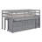 Loft Bed With Retractable Writing Desk And 4 Drawers, Wooden Loft Bed With Lateral Portable Desk And Shelves-1850184466-1850184467
