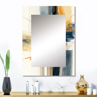 Modern Modern Watercolor Abstract I - grand miroir spirales abstraites, miroir mural décoratif bleu