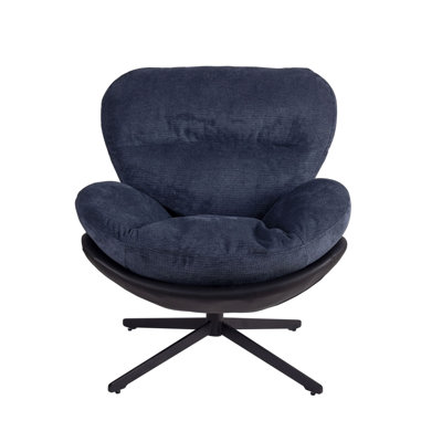 360° Swivel Accent Chair,Modern Chenille Chair with Faux Leather and Metal Base Frame
