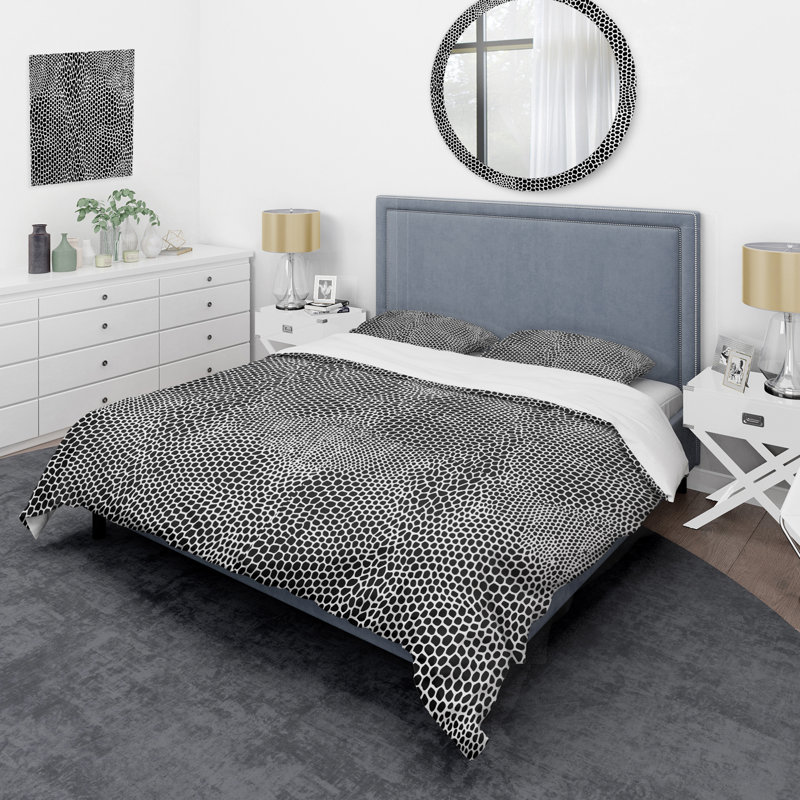 Ensemble de housse de couette en microfibre noir / blanc 3 pièces