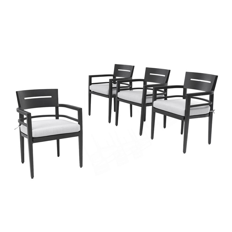 Chaises de salle à manger d'extérieur durables en aluminium avec design ergonomique et coussins en tissu Sunbrella