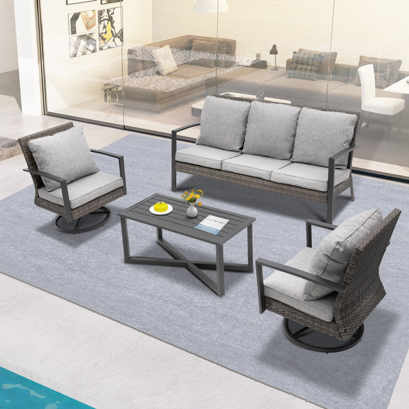 Ensemble de chaises de patio pivotantes avec coussins, Grey