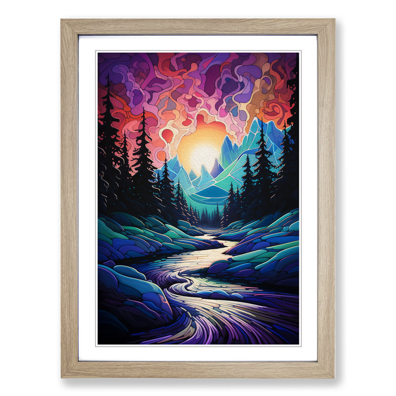 Single Picture Frame Print on Wood, 64cm H x 46cm W, Oak Framed