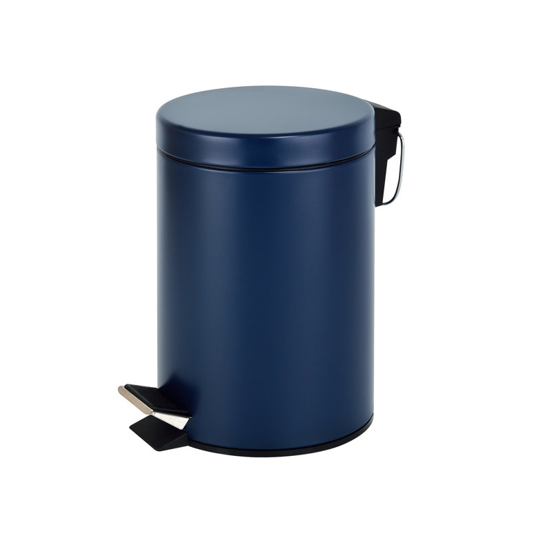 Crenshaw Metal Step On Kitchen Trash Can, Matt Blue